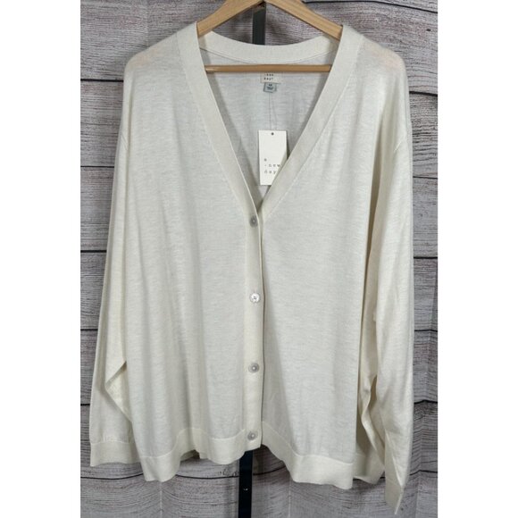 A New Day Women’s Cardigan Beige Button Up Long Sleeve Sweater Size 4X Plus - Picture 1 of 5